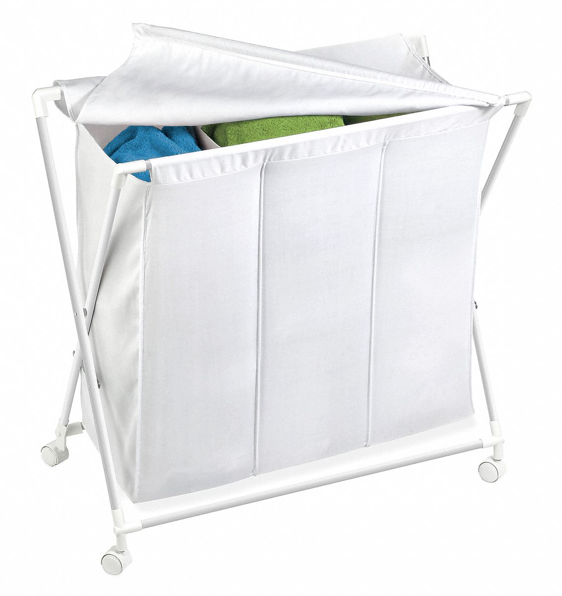 HONEYCANDO White Folding Hamper with Casters 32" L X 33" W X 32" H