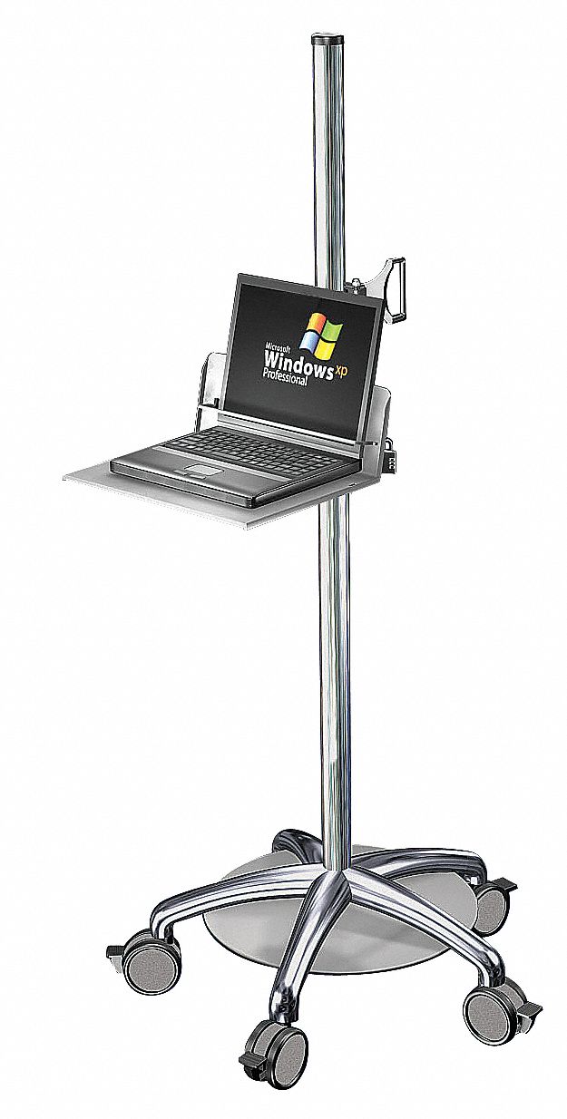 HERGO, Black/Gray, Steel, Laptop Cart w/Locking Shelf 15X7109500140