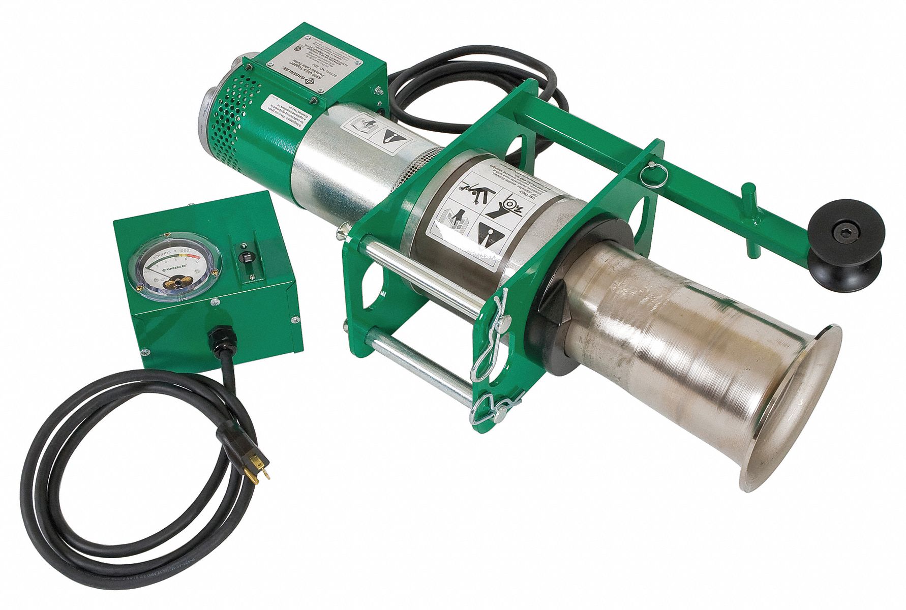 GREENLEE Cable Puller, 8000 lb, 120V, w/Force Gauge 15X78808000