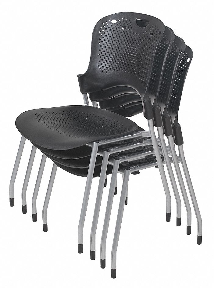 BALT Silver Vein Polypropylene Stacking Chair with Black Seat Color