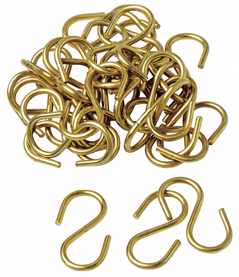 BRADY Tag Fastener Type S Hook, Brass, 1 1/4 in Length, Natural