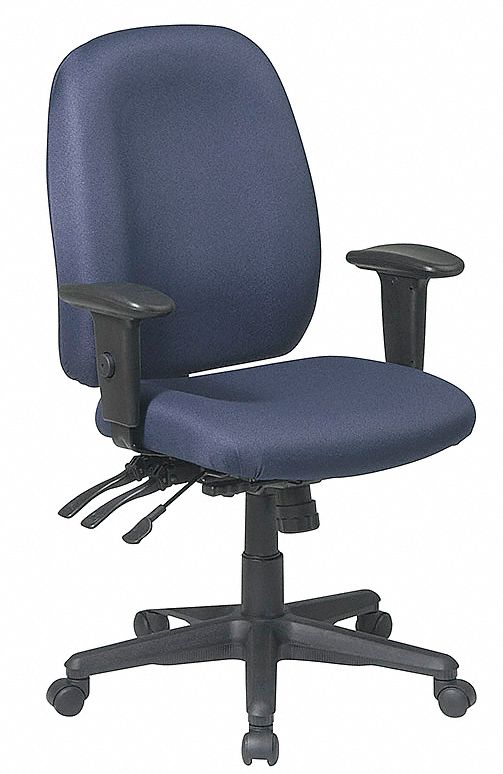 Desk Chair, Desk Chair, Blue, Fabric, 18 in to 21 in Nominal Seat