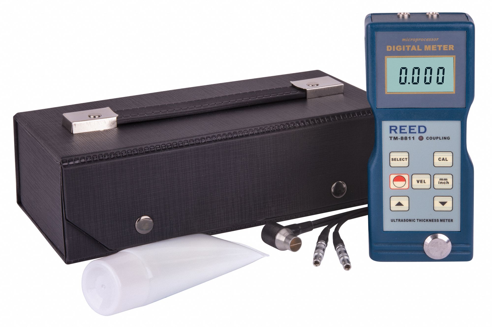 REED INSTRUMENTS Ultrasonic Thickness Gauge Steel, 0.05 in to 7.9 in