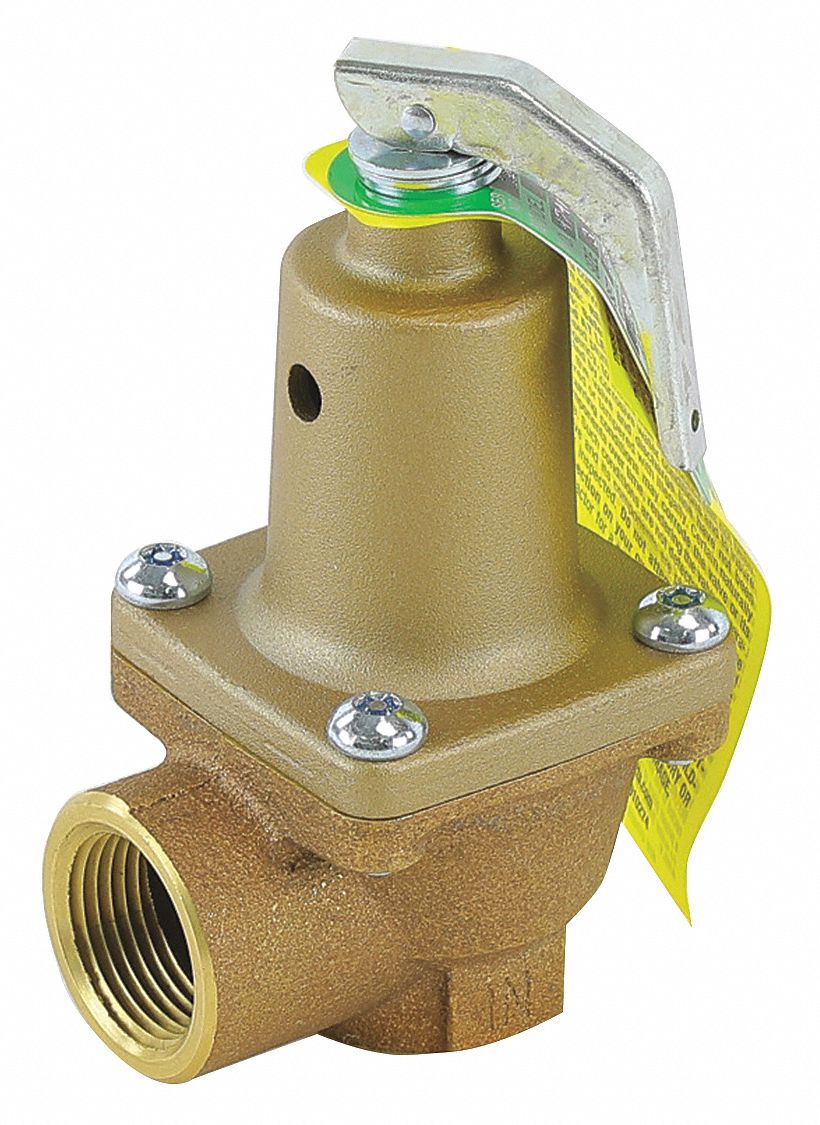 WATTS Pressure Safety Relief Valve, 3/4", 1,700,000 Btu, 125 psi, Fits