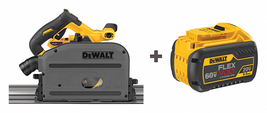DEWALT Cordless Track Saw Kit, 60.0V, Li-Ion - 162K27|DCS520B/DCB609