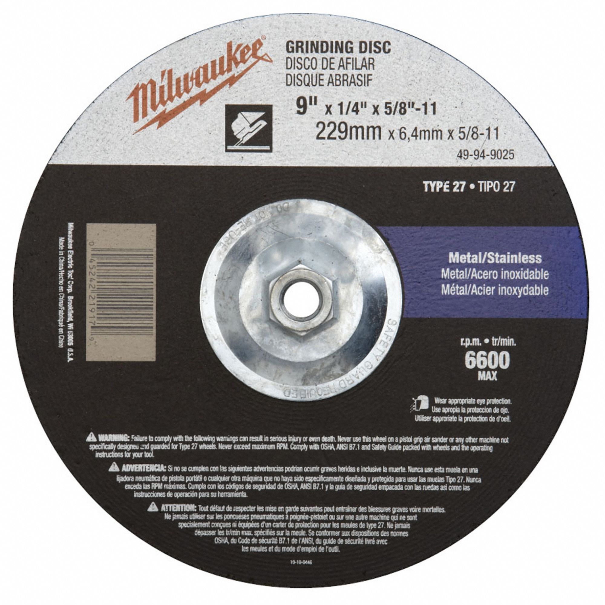 MILWAUKEE, Grinding Wheel - 163G64|49-94-9025 - Grainger