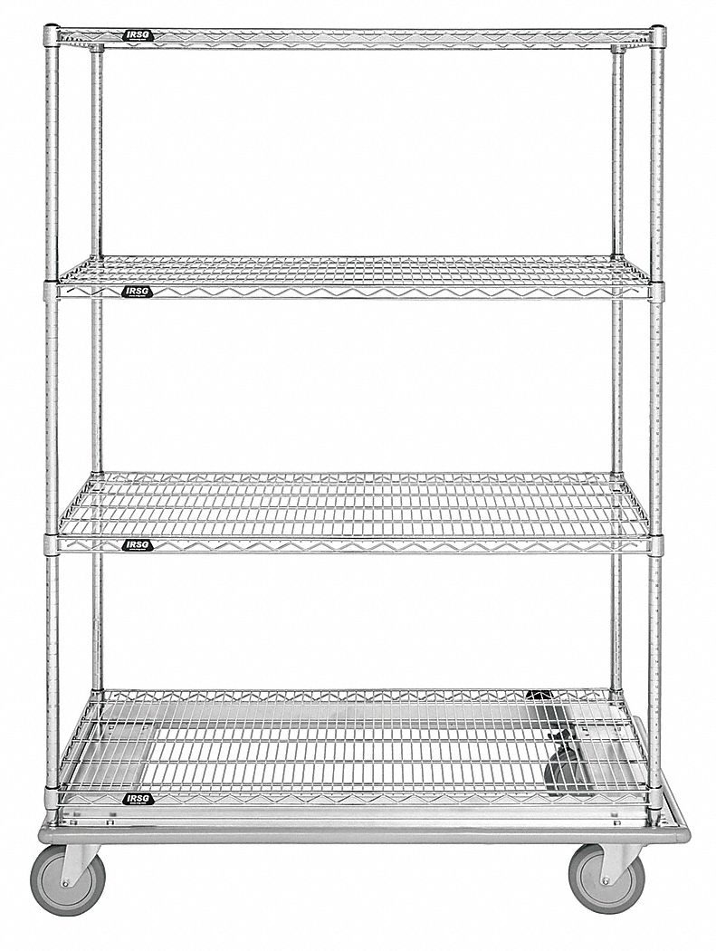GRAINGER APPROVED Mobile Wire Shelving Unit, 36 inW x 18 inD x 69 inH