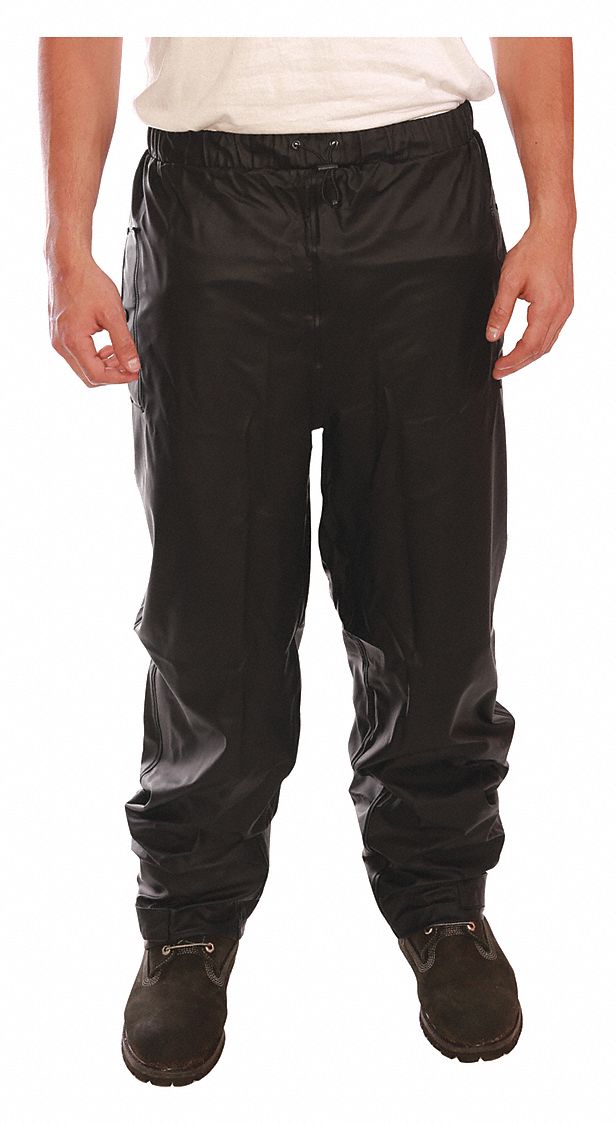 TINGLEY Black, Rain Pants, XL, Polyester, Polyurethane, Unisex, High