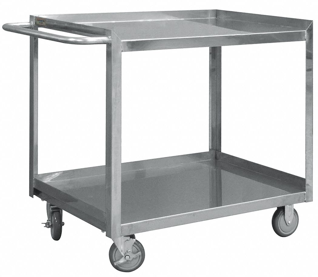 GRAINGER APPROVED Stainless Steel Flat Handle Utility Cart, 1200 lb