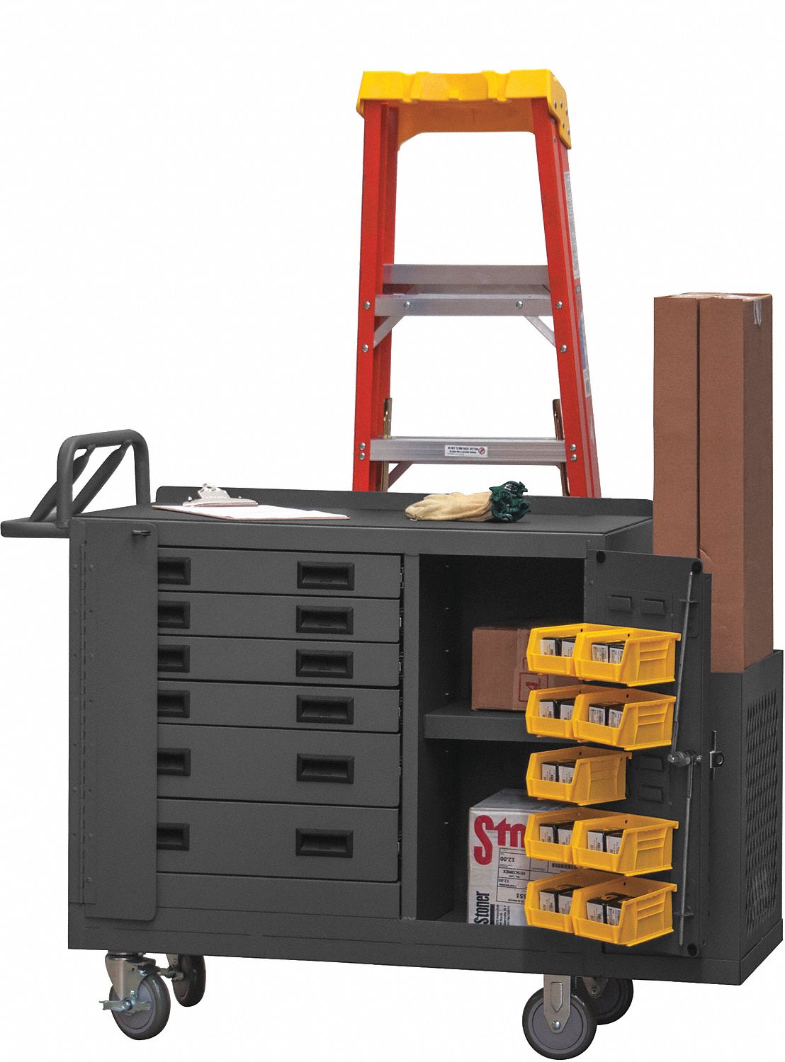 GRAINGER APPROVED Mobile Workbench, Steel, 19 in Depth, 40 1/4