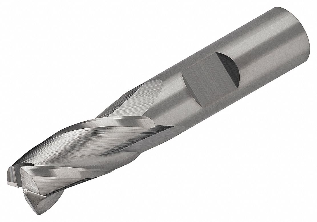 MICRO 100 Square End Mill, 3/8 in Milling Dia., Carbide, AlTiN 16G287