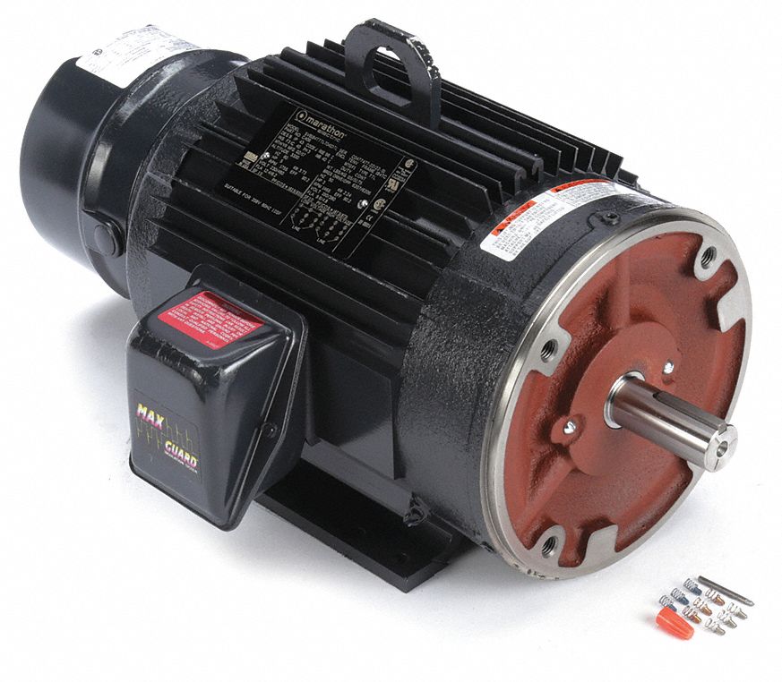 MARATHON MOTORS, Totally Enclosed Nonventilated, 5 HP, Brake Motor