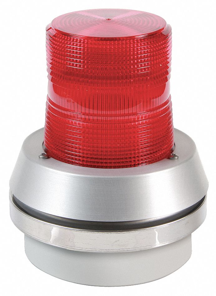 EDWARDS SIGNALING, Red Lens/Silver Base, 120V AC, Flashing Light with
