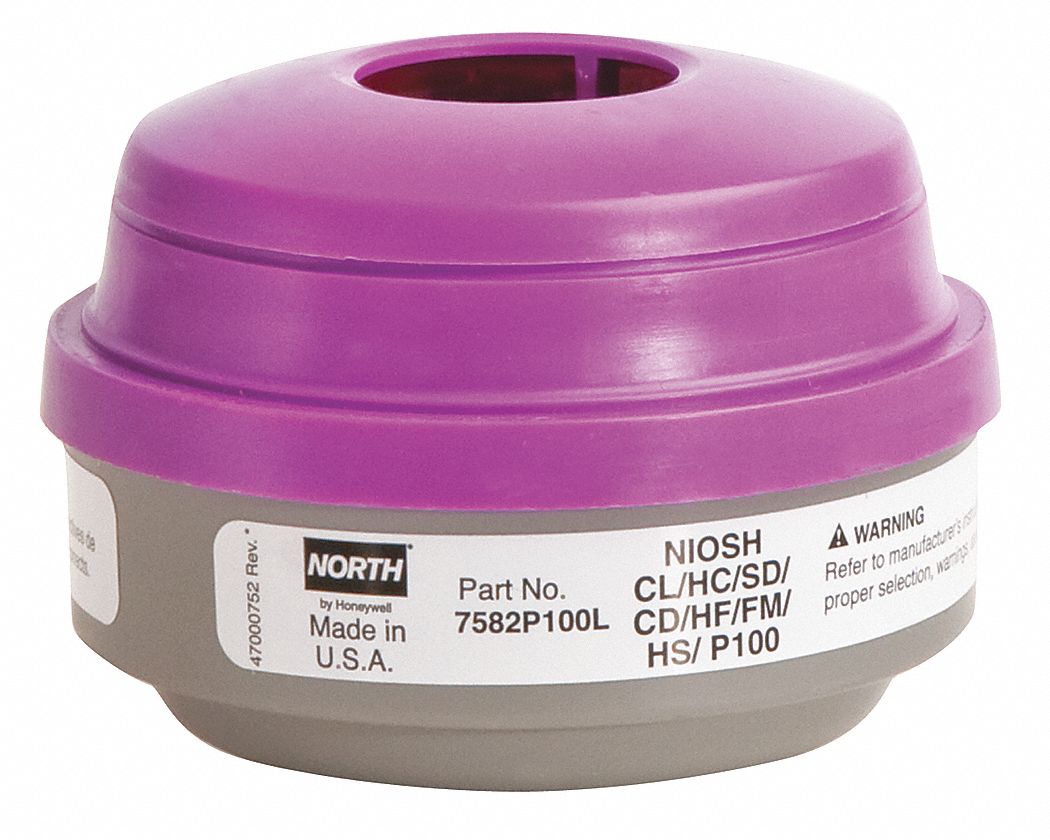 HONEYWELL NORTH Respirator Cartridge, AG, P100, Threaded, PR 16M231