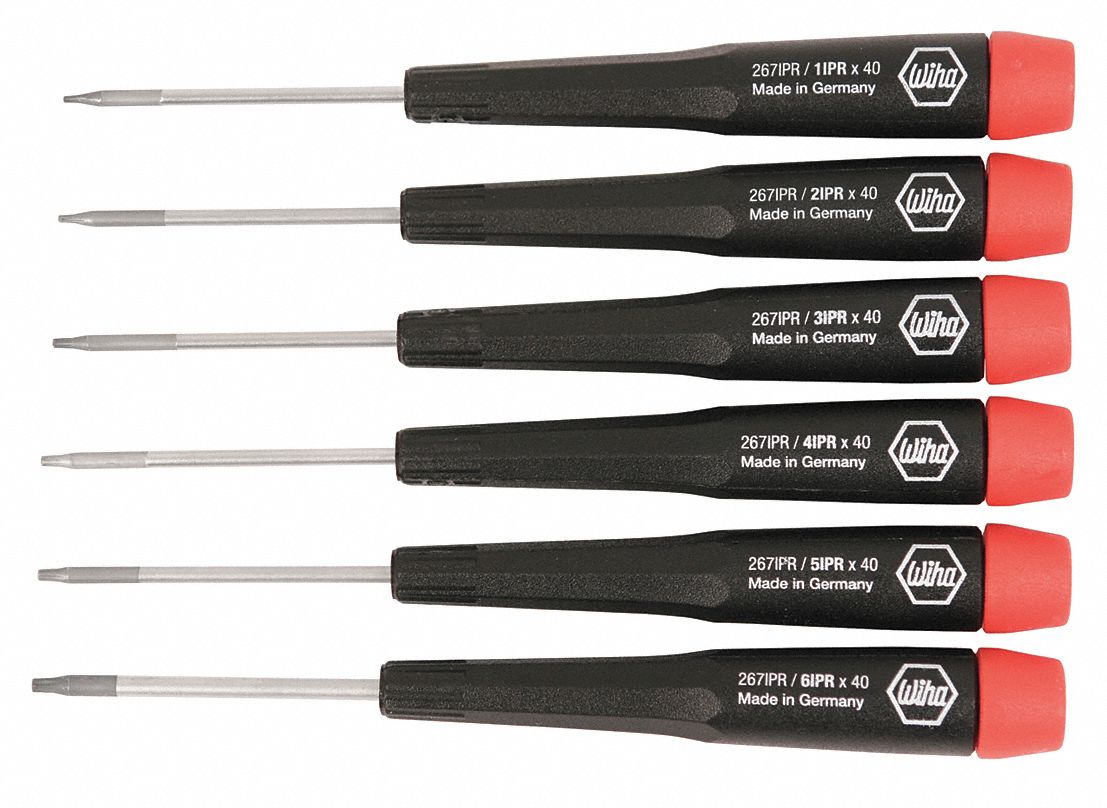 WIHA TOOLS Precision Screwdriver Set 6 Pieces, Pentalobe Tip, PL1/PL2