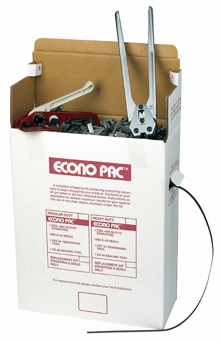 Fits 1/2 in Strap Wd, 0.022 in Thick, Plastic Strapping Kit - 16P044