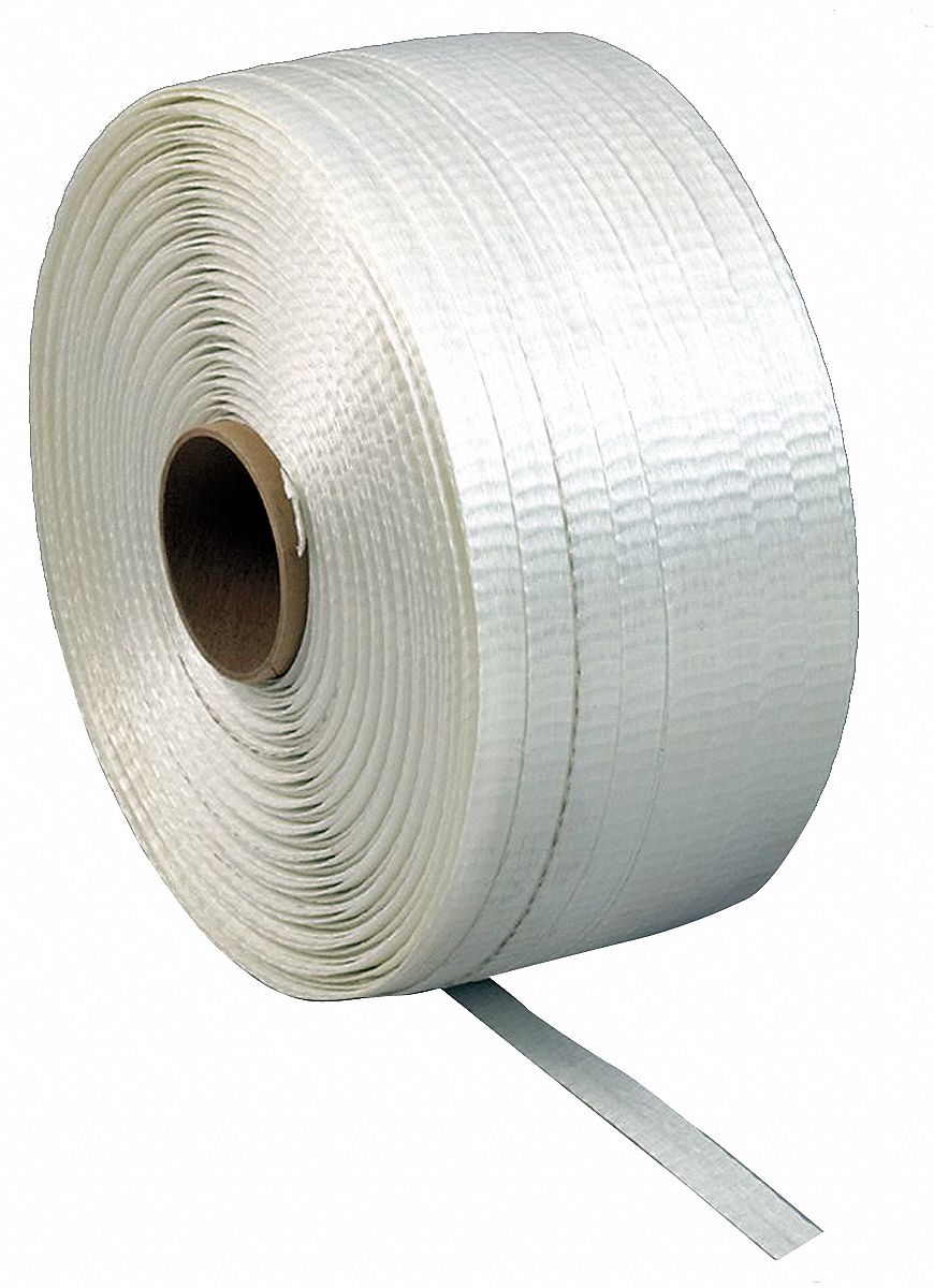 GRAINGER APPROVED Woven, Plastic Strapping, Hand Strapping, 3/8 in Strapping Width, 0.025 in