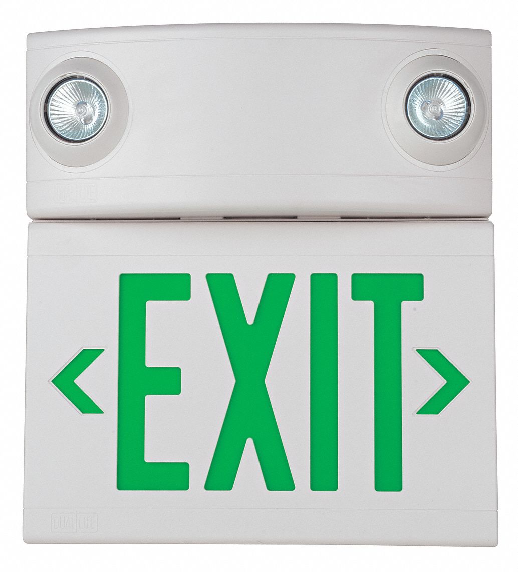 DUALLITE Exit Sign w/Emergency Lights, 5W, Green 16U273LTUGWDI