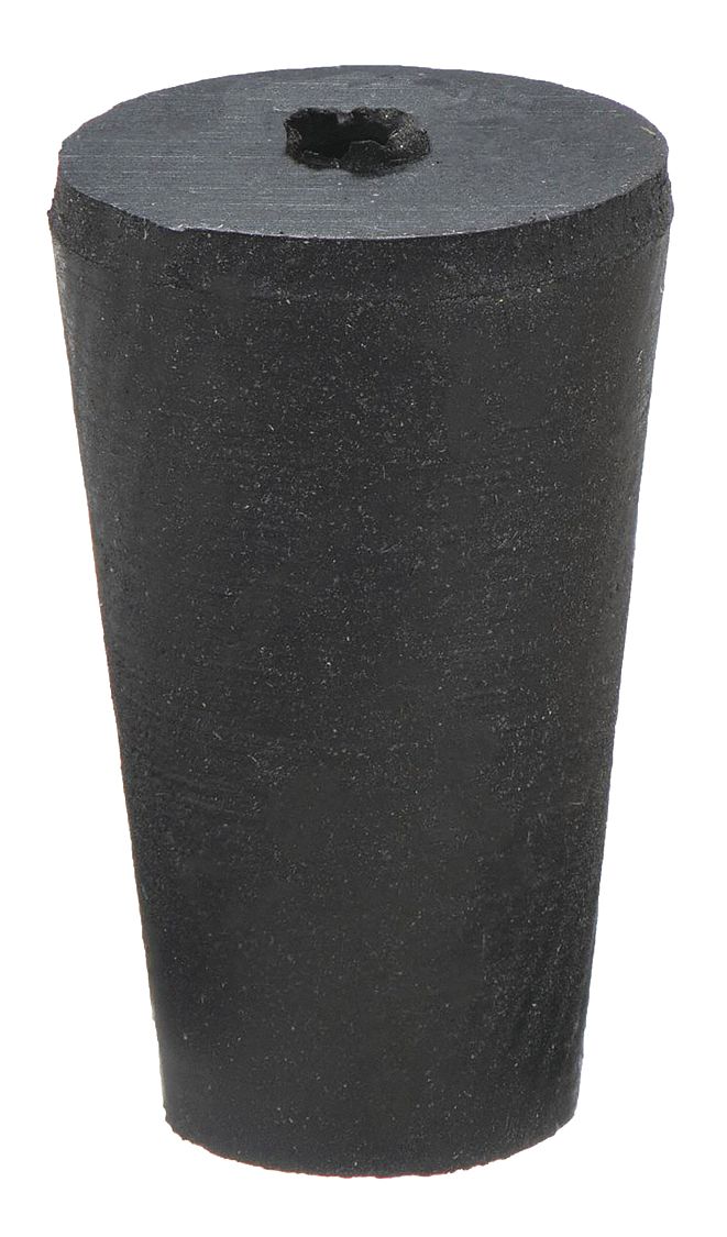 GRAINGER APPROVED Stopper, Black, 18mm Neck Size, Rubber, 18mm Height