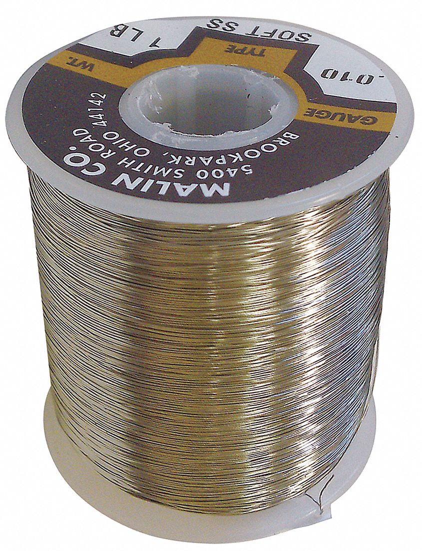 MALIN COMPANY Lockwire, Stainless Steel, 0.032 in Diameter, 91 ft