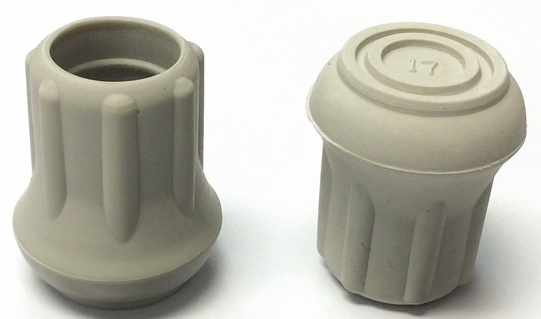 GRAINGER APPROVED Round SlipOn Furniture Protective Leg Tips, Gray