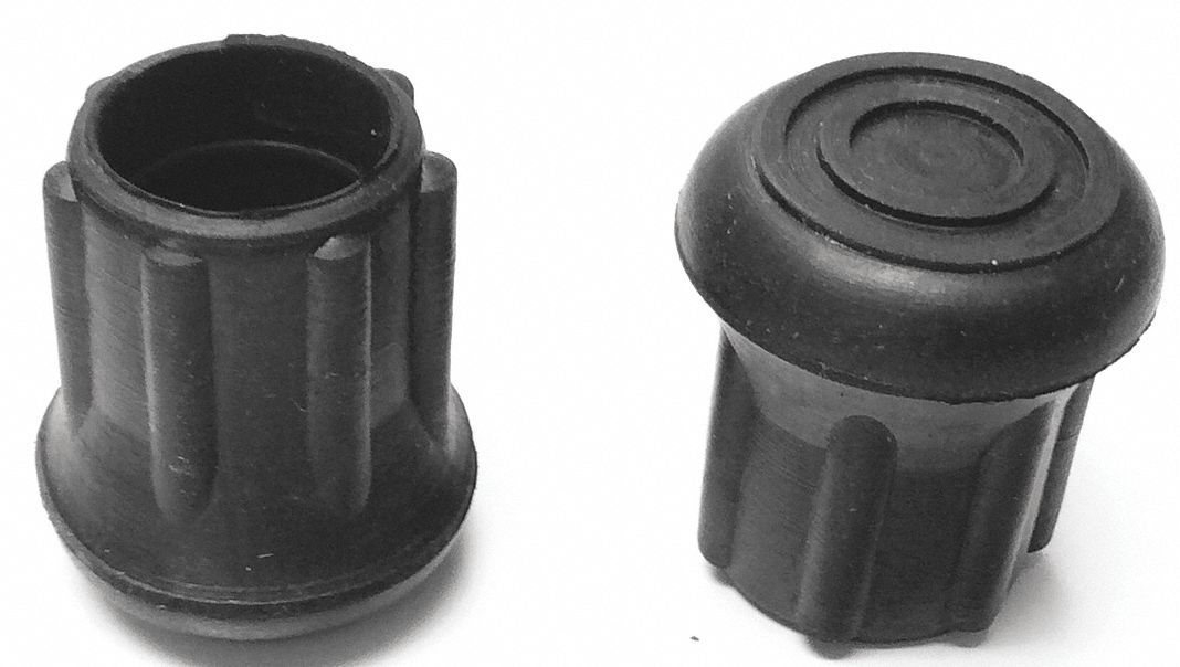 GRAINGER APPROVED Round SlipOn Furniture Protective Leg Tips, Black Rubber, 3/4 in Leg Outside