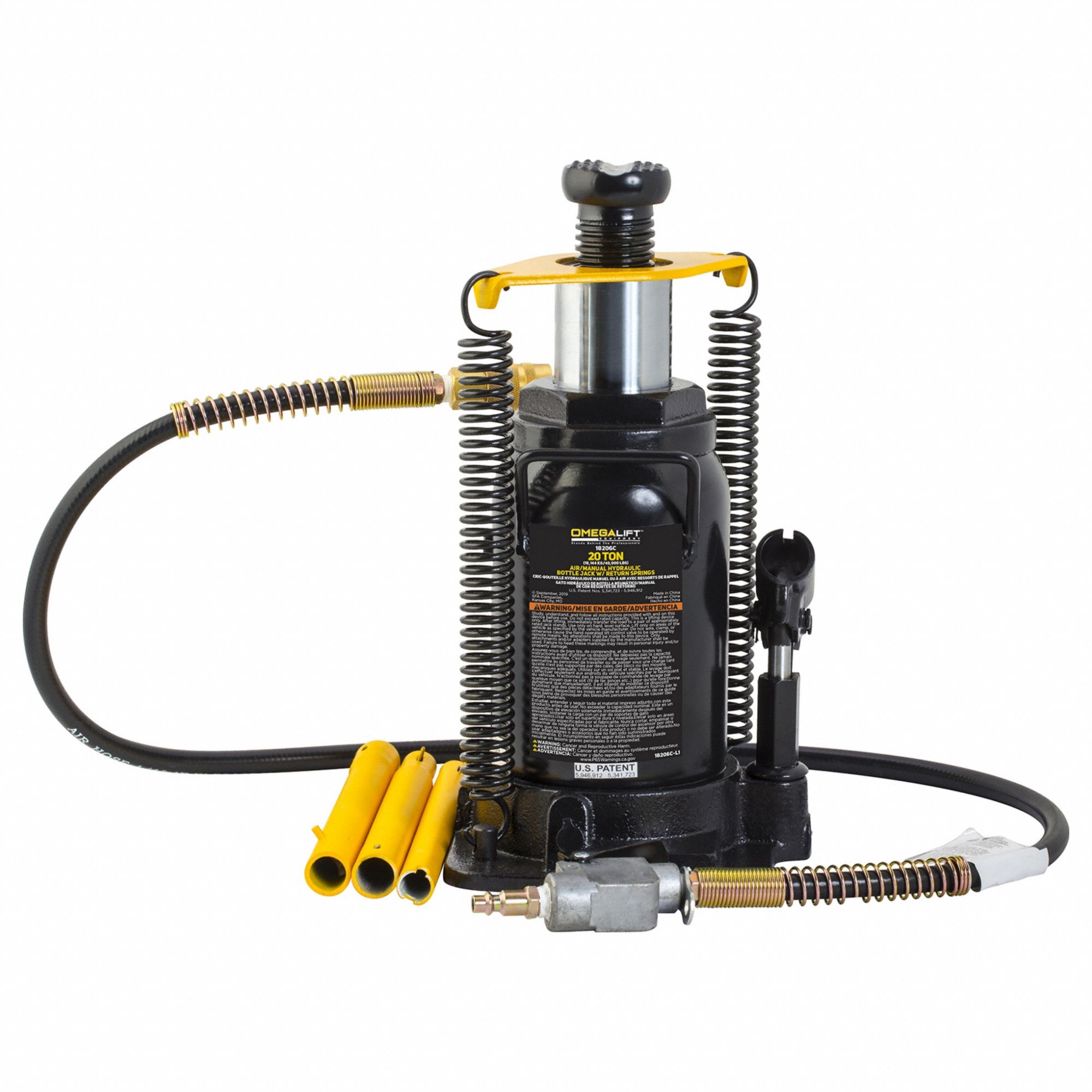 OMEGALIFT, Bottle Jack, Steel, HighClearance Bottle Jacks 58ZP92