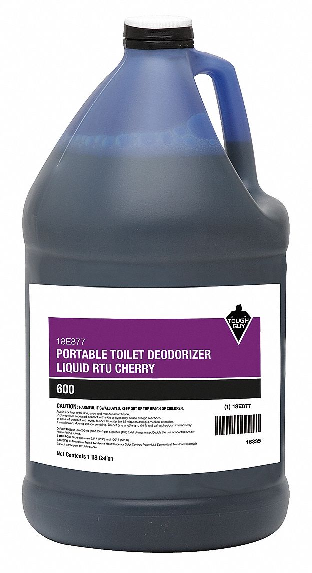 TOUGH GUY Portable Toilet Odor Eliminators, Jug, 1 gal, Liquid, Cherry