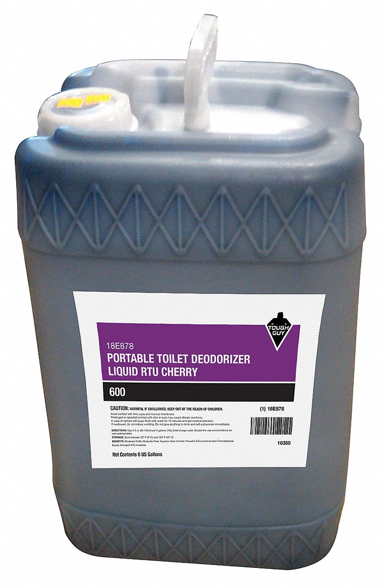TOUGH GUY Portable Toilet Odor Eliminators, Jug, 6 gal, Liquid, Cherry