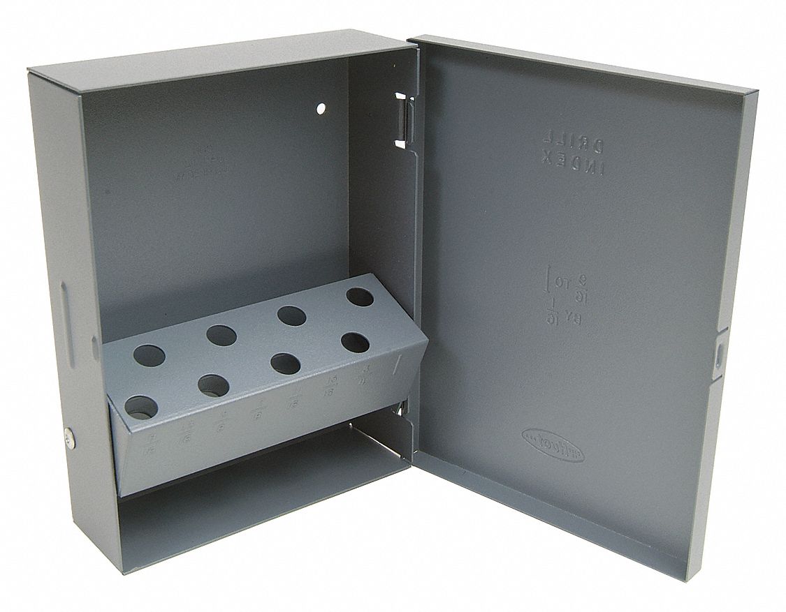 HUOT Drill Bit Case, Steel, Holds 9/16 in to 1 in by 16ths, Overall