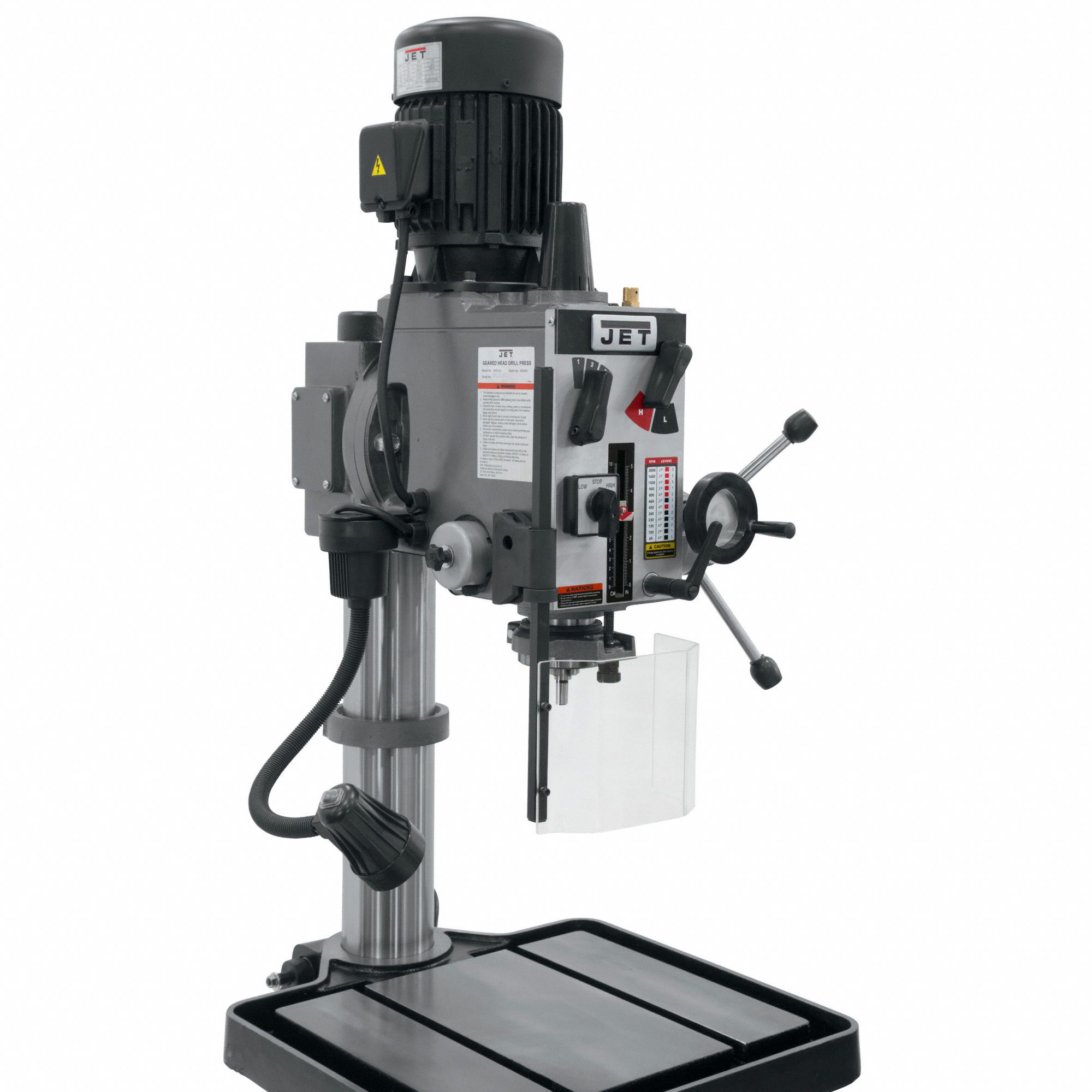 JET Floor Drill Press Geared Head, Fixed, 60 RPM 3,000 RPM, 230V AC