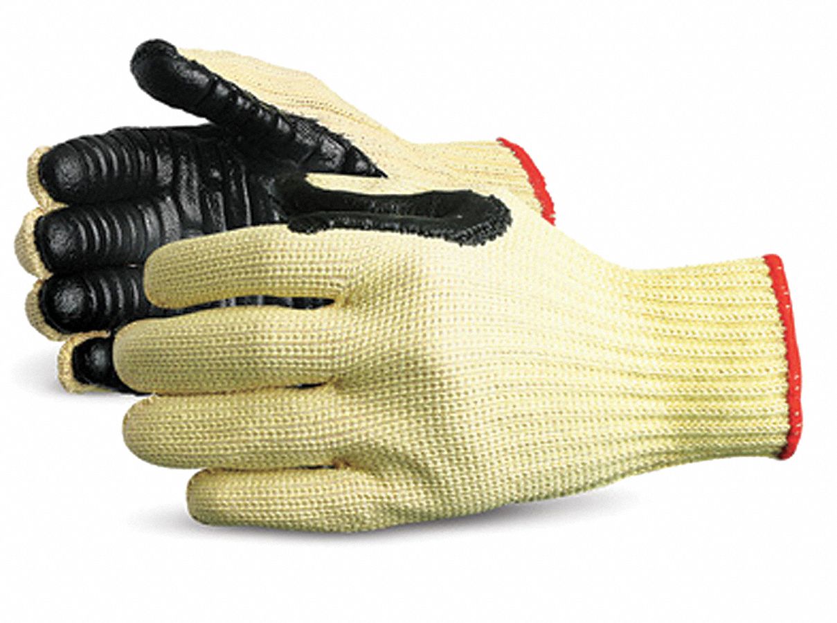 IMPACTO Coated Gloves XL ( 10 ), Knit Glove, Full Finger, Yellow, Knit Cuff, Blocks, Dotted, 1