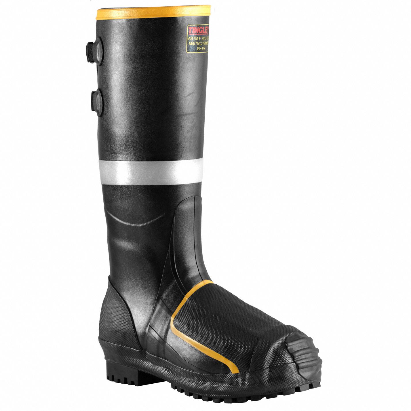 TINGLEY Rubber Boot, Men's, 9, Knee, Steel Toe Type, Rubber, Steel, Black, 1 PR 18F277MB816B
