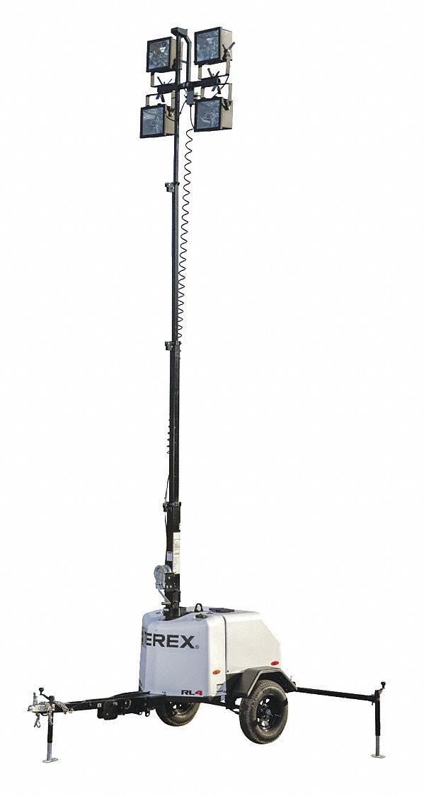 GENIE 116 in x 59 in x 102 in 45 gal Diesel Light Tower Trailer with Portable Generator 18F652