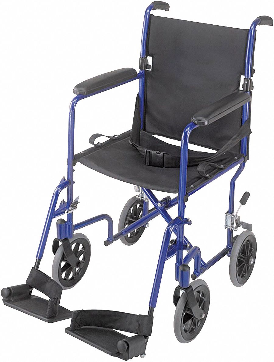 Transport Chair, 250 lb Weight Capacity, Blue Grainger