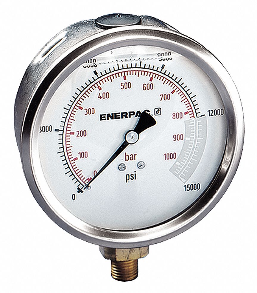 ENERPAC Hydraulic Cylinder Pressure Gauge 0 to 15,000 psi, 4 in Dial