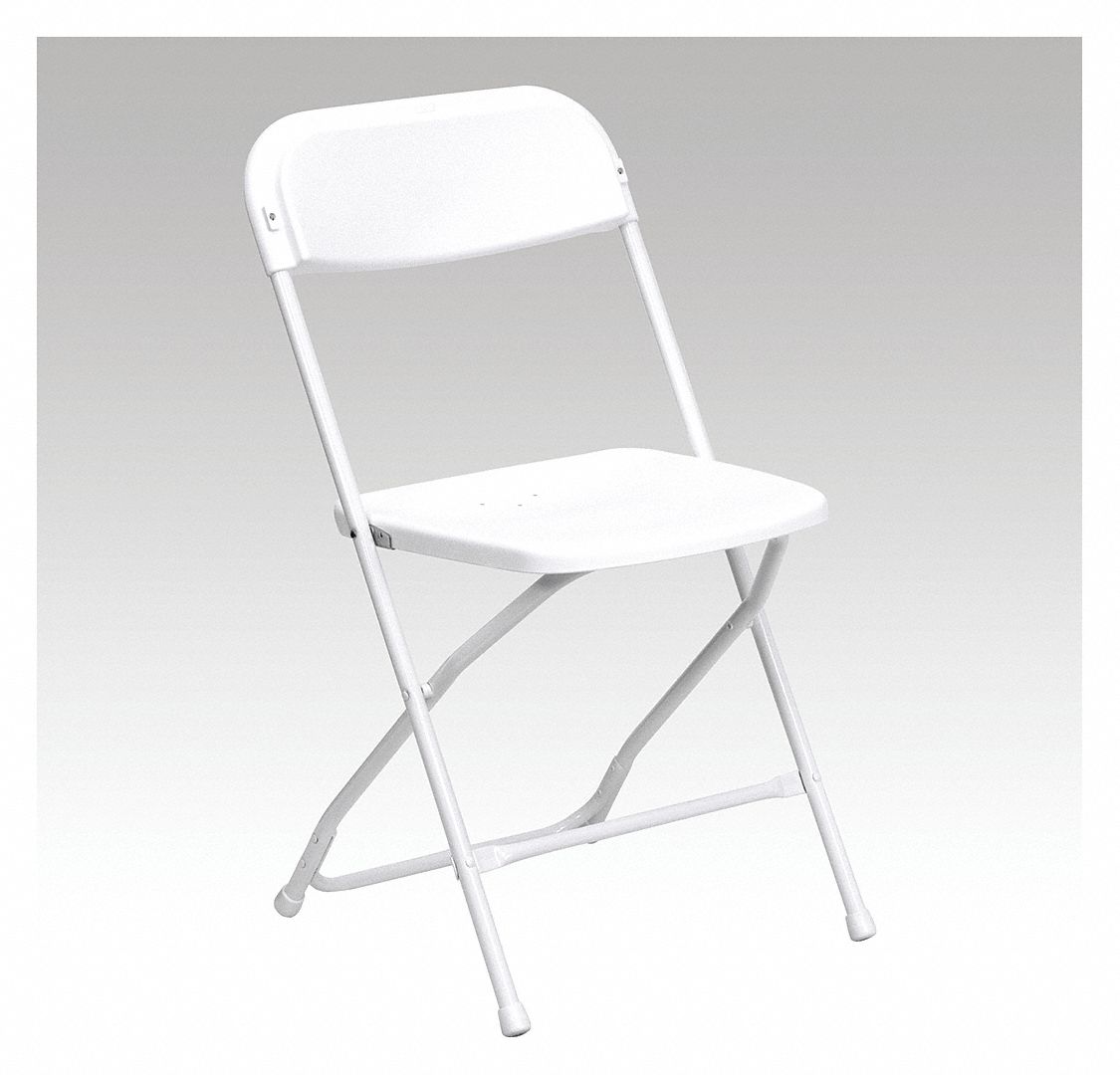 FLASH FURNITURE Folding Chair, Plastic, White 192L68LEL3WHITEGG