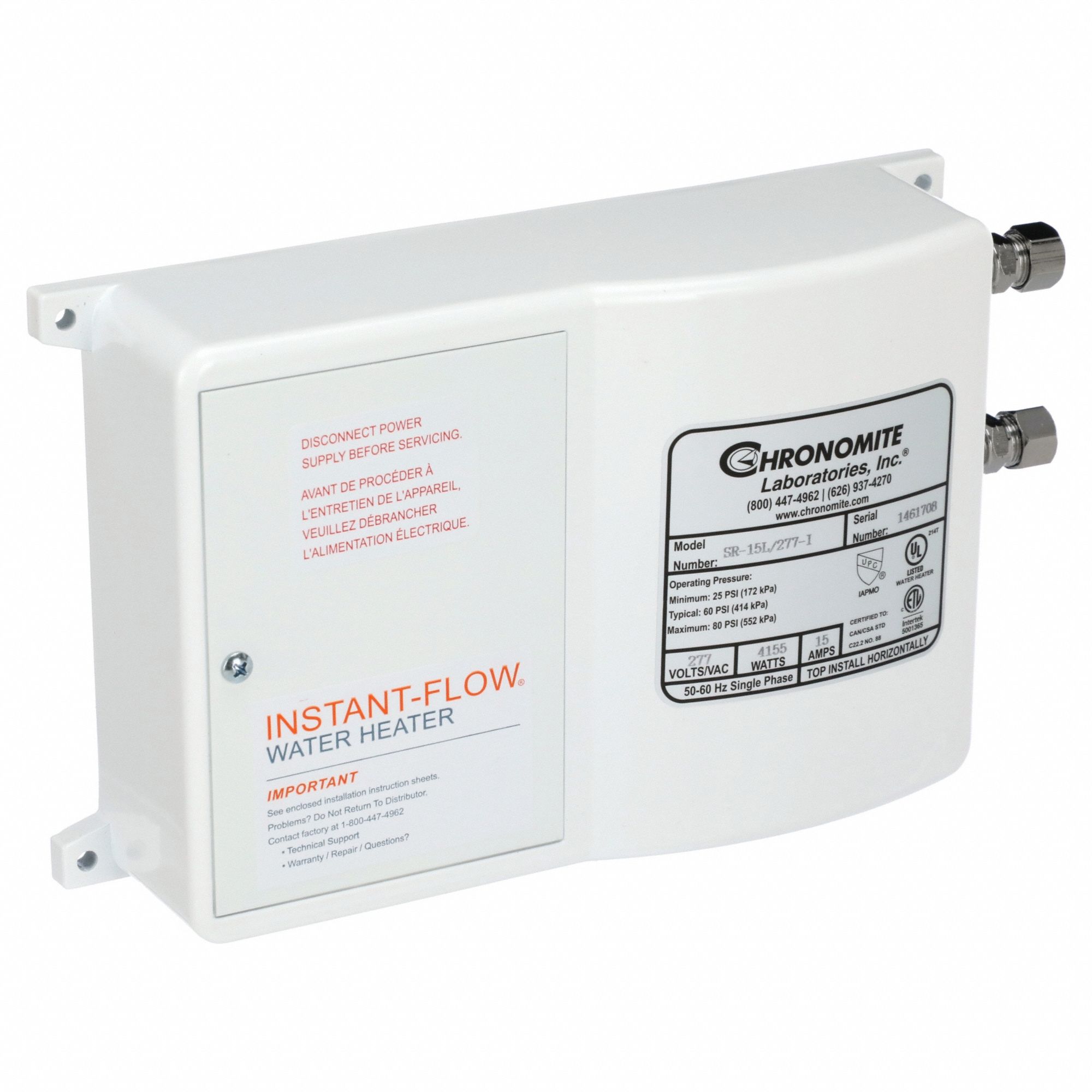 CHRONOMITE LABS, Indoor, 4,150 W, Electric Tankless Water Heater