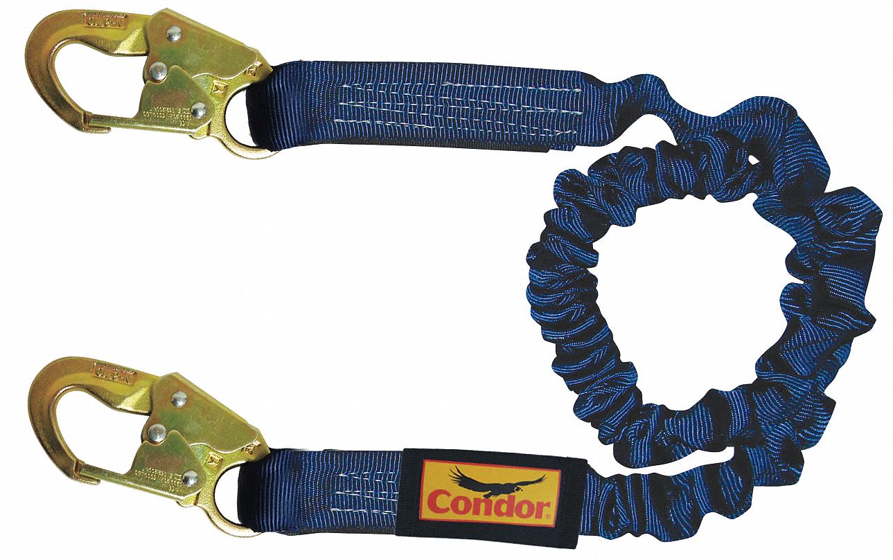 CONDOR ShockAbsorbing Lanyard 310 lb Wt Capacity, Tubular bing, 4