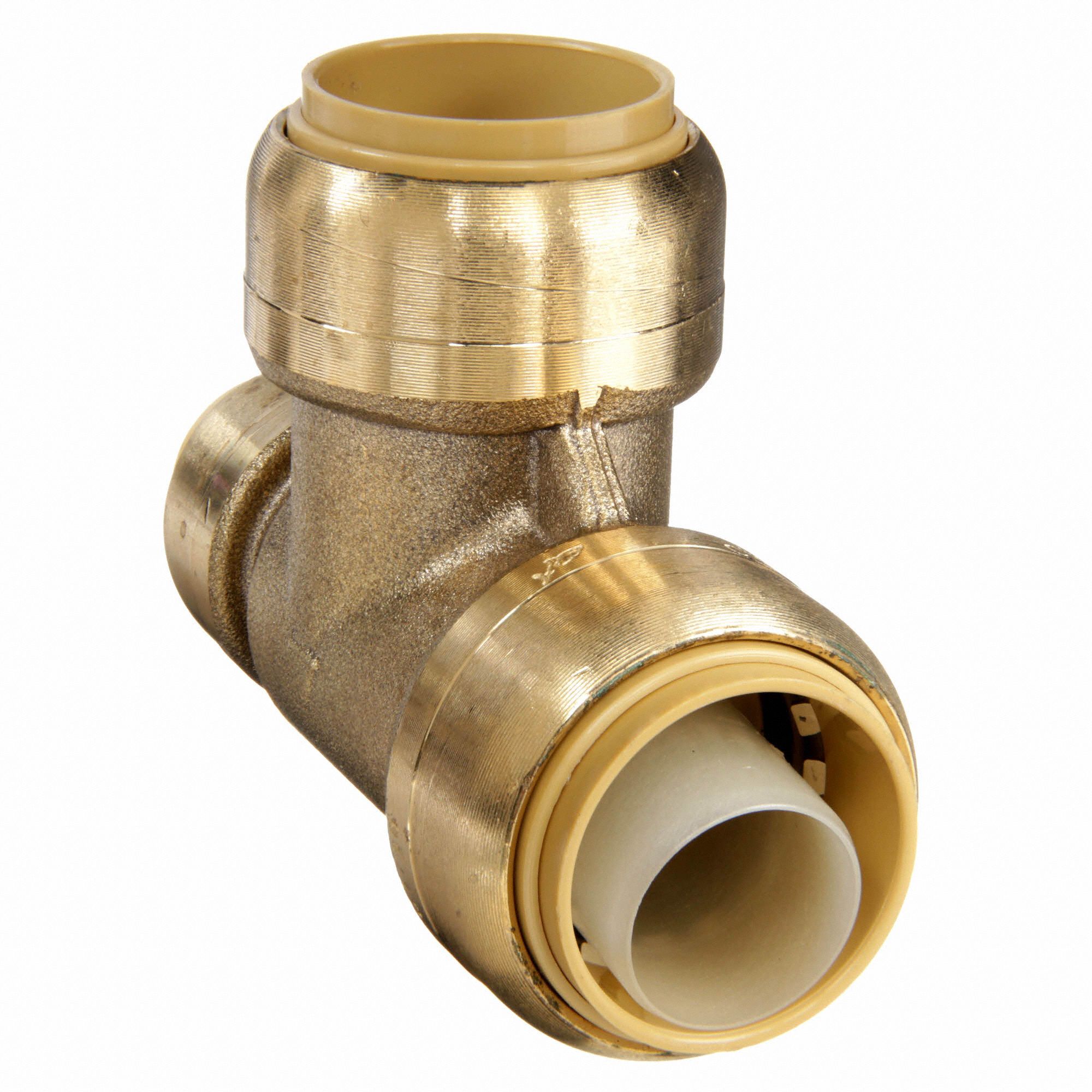 SHARKBITE DZR Brass Reducing Tee, 3/4 in x 1/2 in x 3/4 in Tube Size