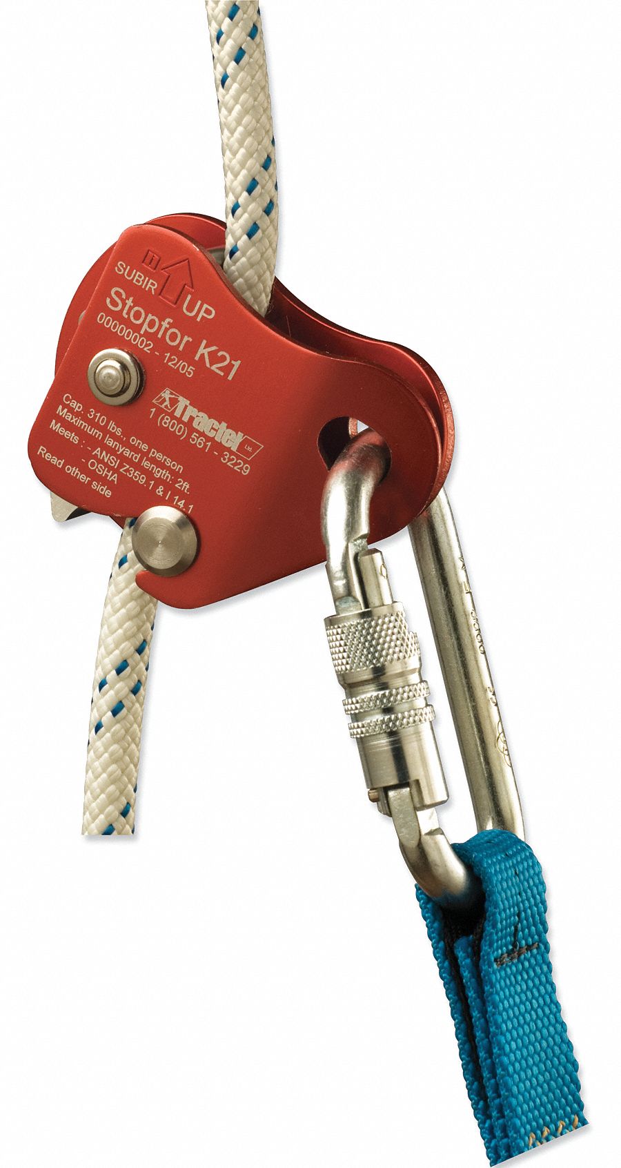 FALLSTOP Rope Grab, Aluminum, Size 1/2 In. 19L020DK2L1Z Grainger