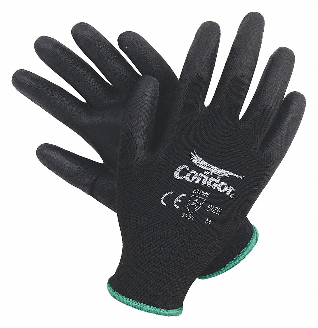 CONDOR Coated Gloves M ( 8 ), Smooth, Polyurethane, Palm, Dipped, ANSI