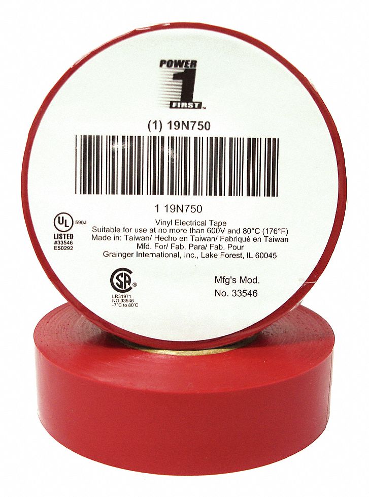 POWER FIRST Vinyl Electrical Tape, Rubber Tape Adhesive, 7.0 mil Thick