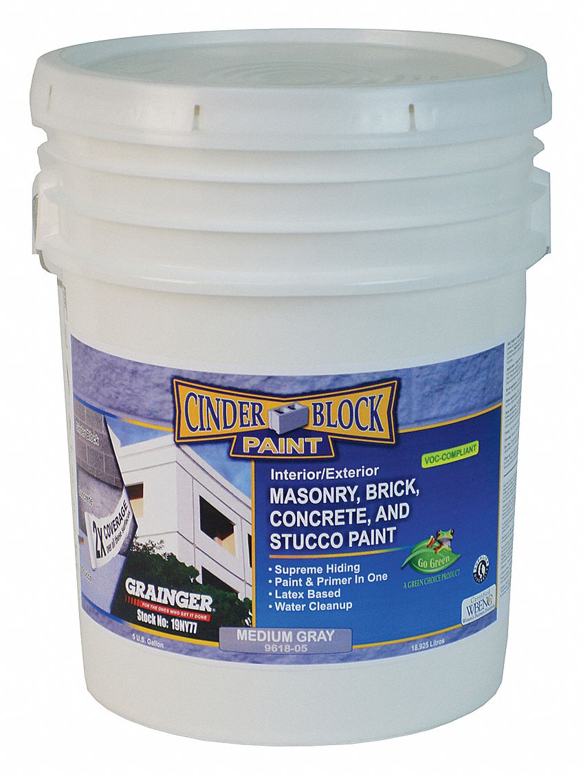 RAE Flat Exterior Paint, Water Base, Medium Gray, 5 gal 19NY779618