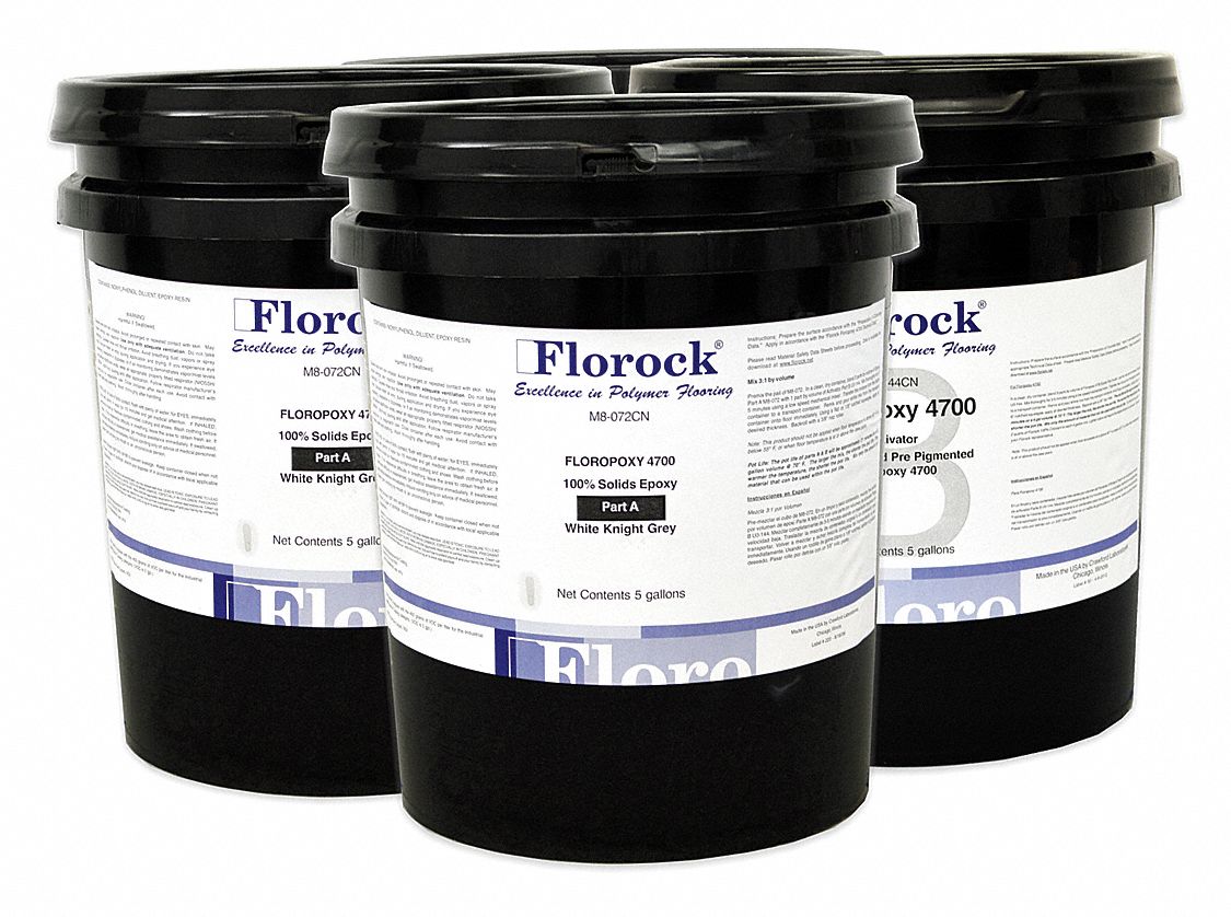 FLOROCK Gloss Epoxy Floor Resin 4700 Kit, Gray, 20 gal 19NY89M0