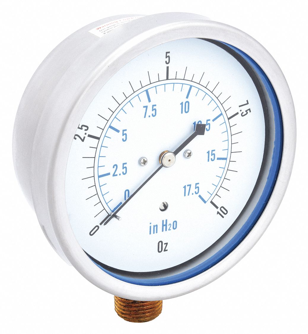 PIC GAUGES, For Natural Gas & Other Gases, 0 to 10 oz, Low Pressure