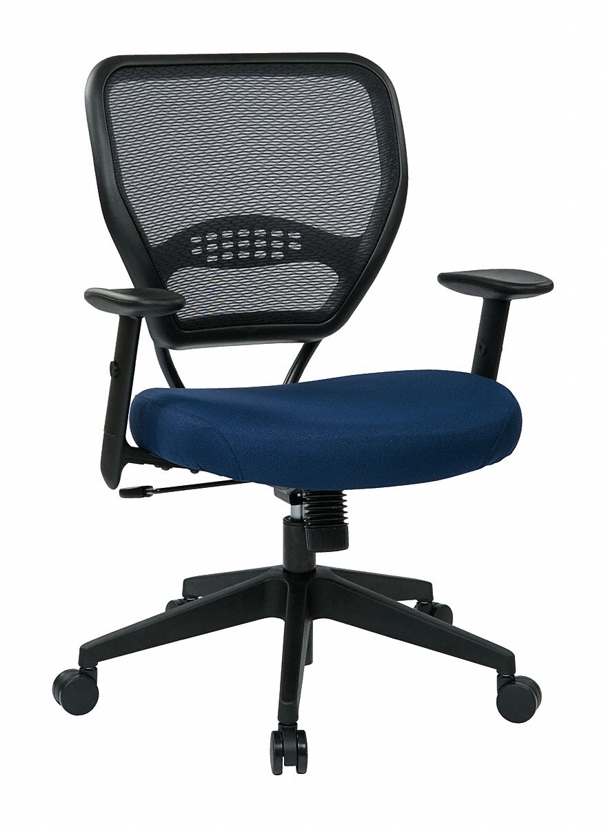 OFFICE STAR, Adj Arm, Navy Blue, Desk Chair 19TX02557N17225 Grainger