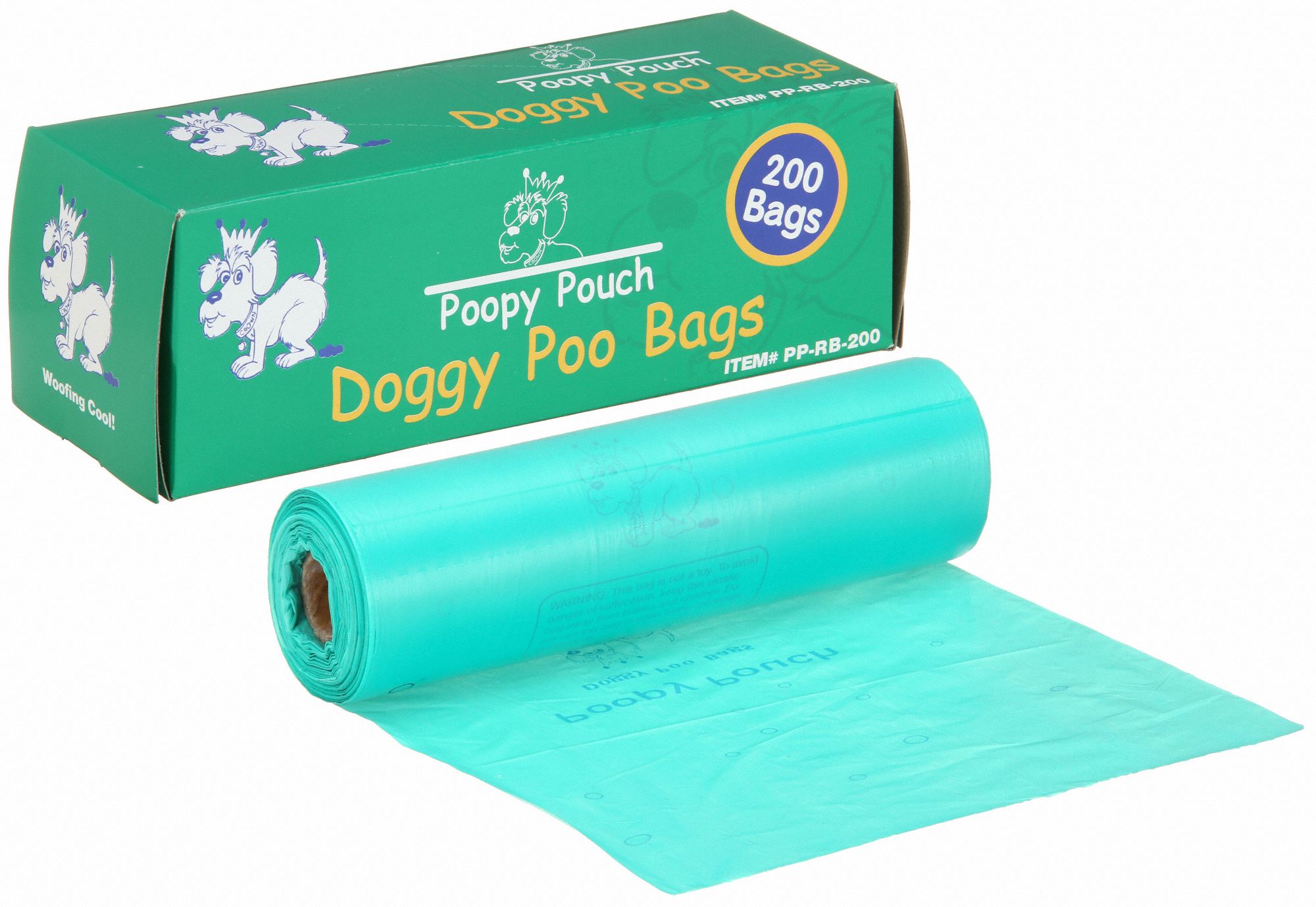 POOPY POUCH Pet Waste Bags 3/4 gal Capacity, 8 in Wd, 13 in Ht, Green, Coreless Roll, 10 PK
