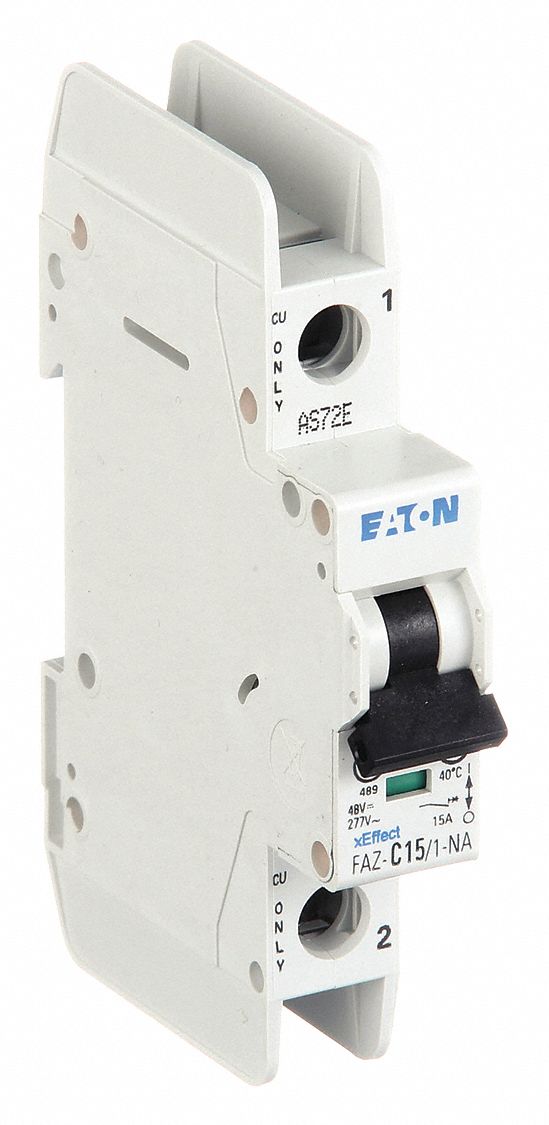 EATON, 15 A Amps, 48V DC, IEC Miniature Circuit Breaker 19YF91FAZ