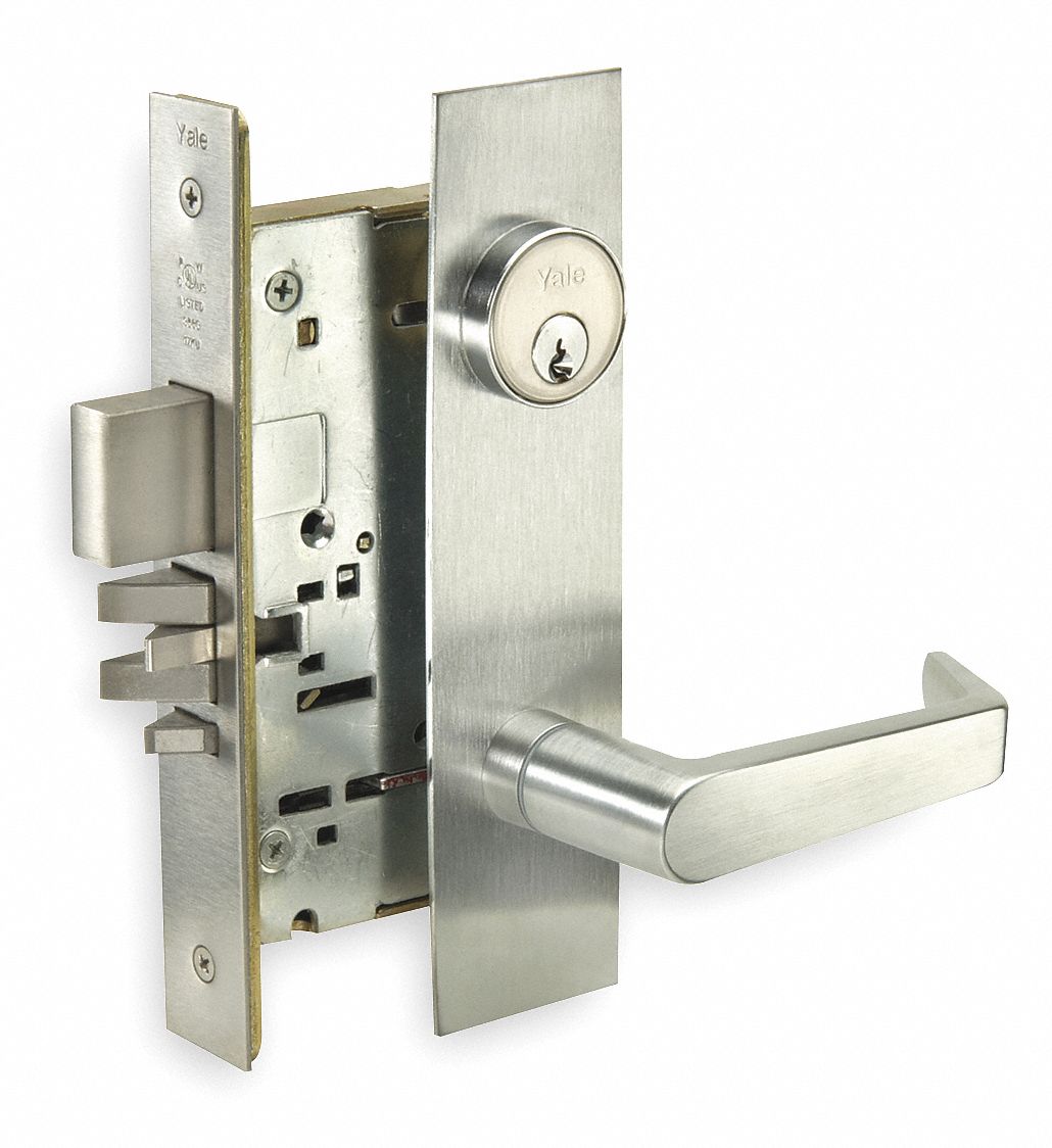 YALE Mortise Lockset, Mechanical, Different, Dull Chrome, 2 3/4 in
